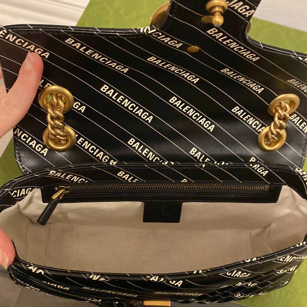 Gucci Hacker Project Limited Edition Balenciaga Print Leather Marmont GG Bag - Picture 12 of 15